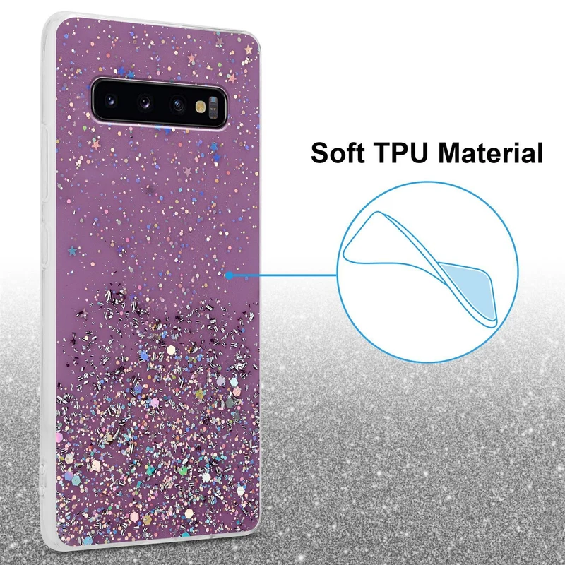 Cadorabo Hülle kompatibel mit Samsung Galaxy S10 4G Schutzhülle aus flexiblem TPU Silikon mit funkelnden Glitter