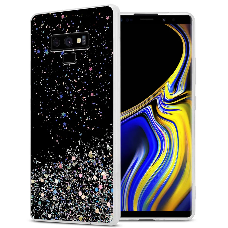 Cadorabo Hülle kompatibel mit Samsung Galaxy NOTE 9 Schutzhülle aus flexiblem TPU Silikon mit funkelnden Glitter