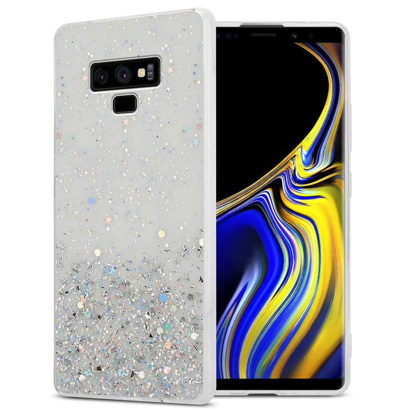 Cadorabo Hülle kompatibel mit Samsung Galaxy NOTE 9 Schutzhülle aus flexiblem TPU Silikon mit funkelnden Glitter