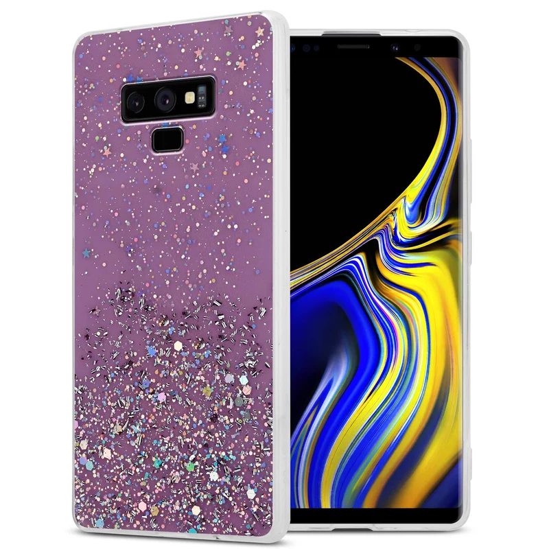 Cadorabo Hülle kompatibel mit Samsung Galaxy NOTE 9 Schutzhülle aus flexiblem TPU Silikon mit funkelnden Glitter