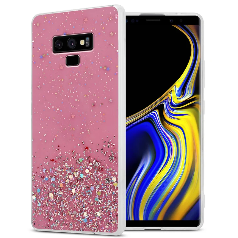 Cadorabo Hülle kompatibel mit Samsung Galaxy NOTE 9 Schutzhülle aus flexiblem TPU Silikon mit funkelnden Glitter