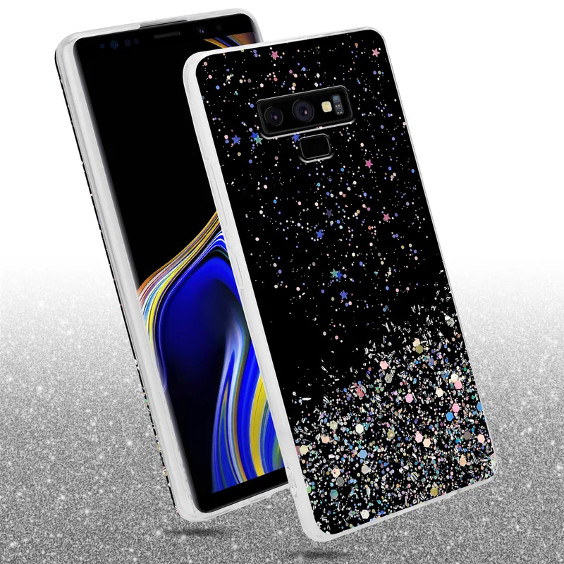 Cadorabo Hülle kompatibel mit Samsung Galaxy NOTE 9 Schutzhülle aus flexiblem TPU Silikon mit funkelnden Glitter