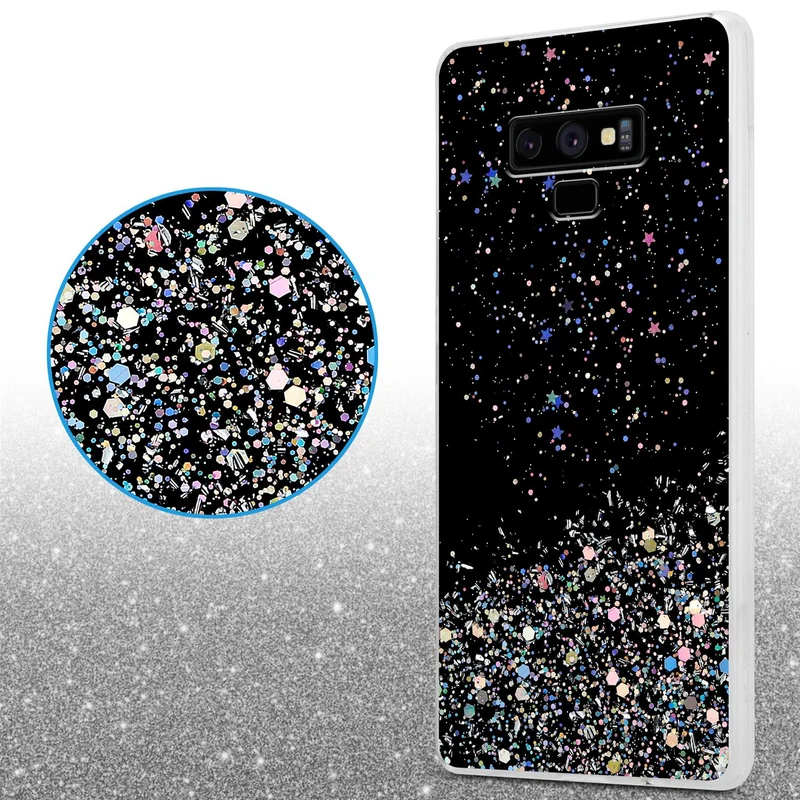 Cadorabo Hülle kompatibel mit Samsung Galaxy NOTE 9 Schutzhülle aus flexiblem TPU Silikon mit funkelnden Glitter