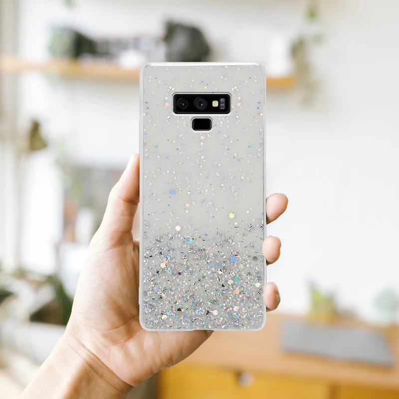 Cadorabo Hülle kompatibel mit Samsung Galaxy NOTE 9 Schutzhülle aus flexiblem TPU Silikon mit funkelnden Glitter