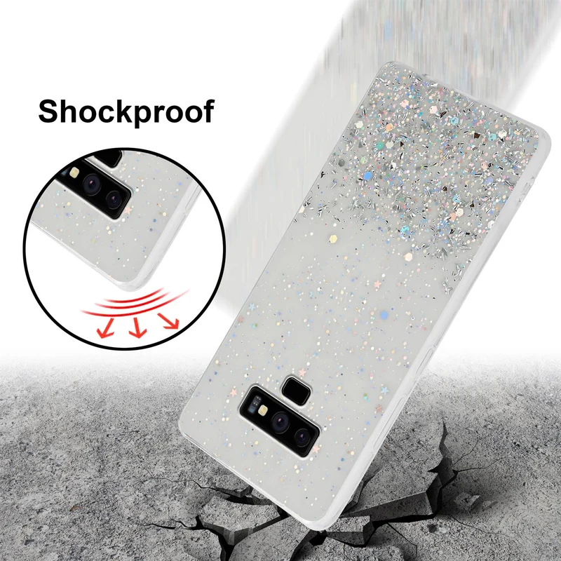 Cadorabo Hülle kompatibel mit Samsung Galaxy NOTE 9 Schutzhülle aus flexiblem TPU Silikon mit funkelnden Glitter