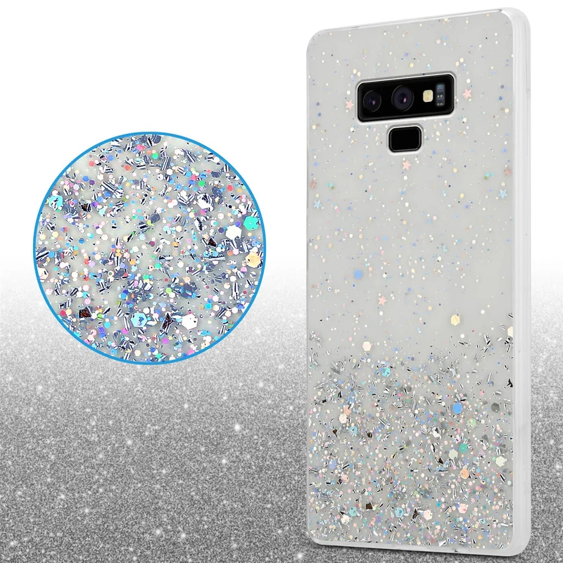 Cadorabo Hülle kompatibel mit Samsung Galaxy NOTE 9 Schutzhülle aus flexiblem TPU Silikon mit funkelnden Glitter