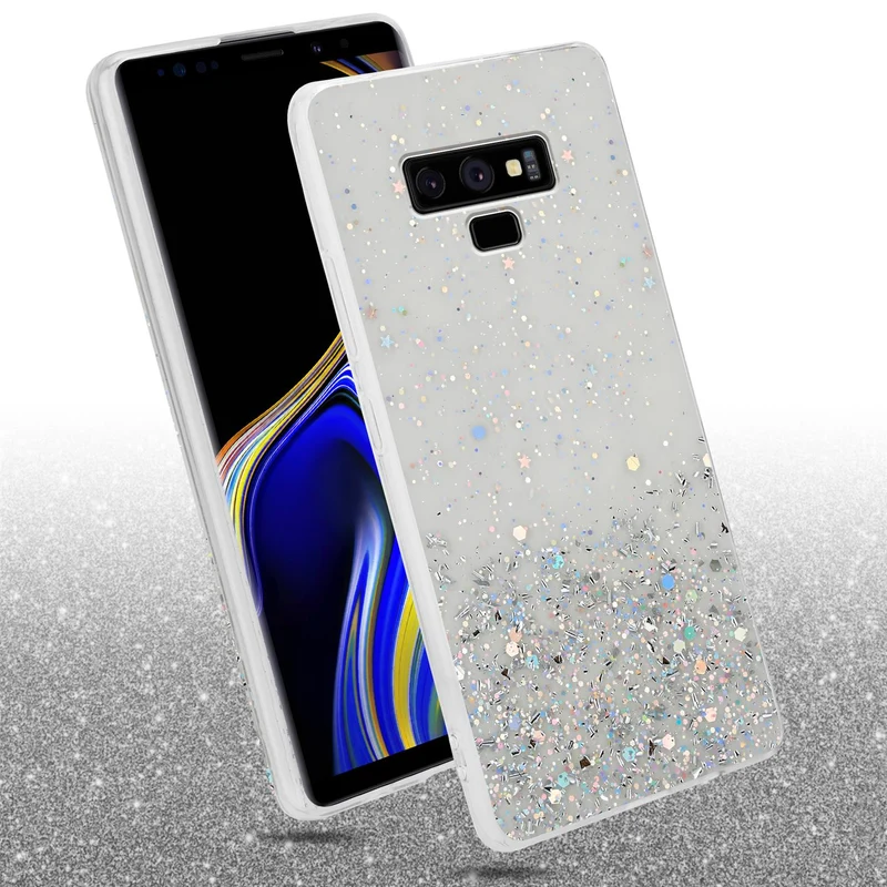 Cadorabo Hülle kompatibel mit Samsung Galaxy NOTE 9 Schutzhülle aus flexiblem TPU Silikon mit funkelnden Glitter