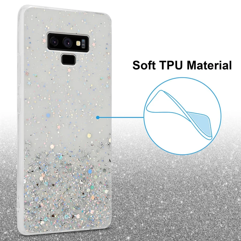 Cadorabo Hülle kompatibel mit Samsung Galaxy NOTE 9 Schutzhülle aus flexiblem TPU Silikon mit funkelnden Glitter