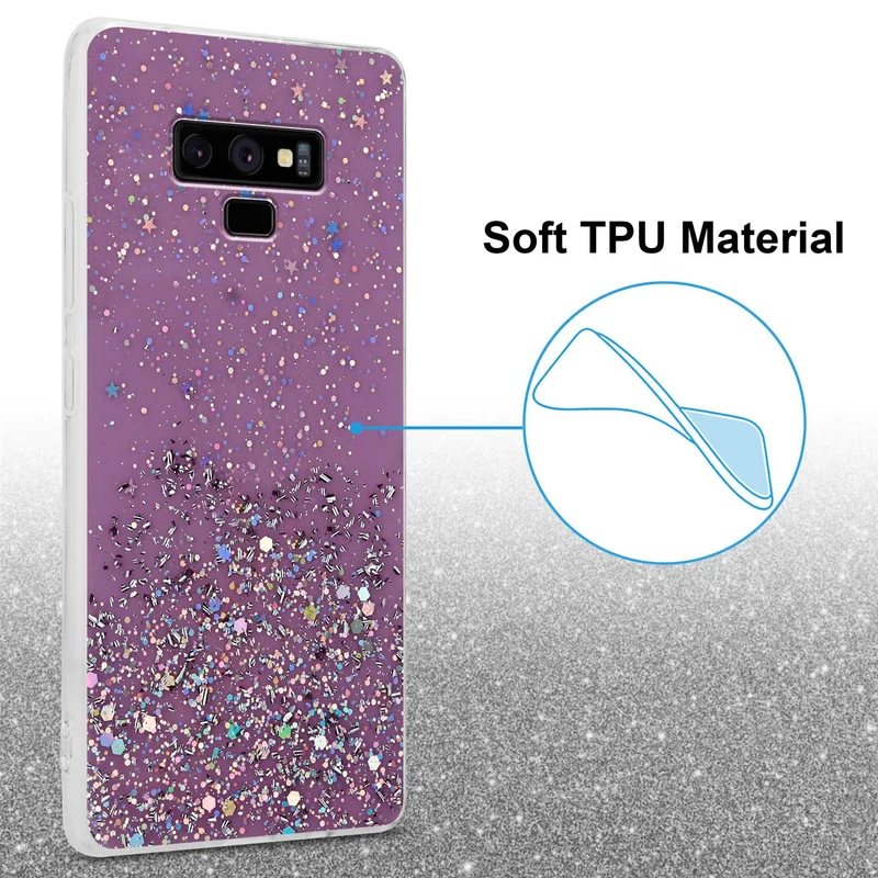 Cadorabo Hülle kompatibel mit Samsung Galaxy NOTE 9 Schutzhülle aus flexiblem TPU Silikon mit funkelnden Glitter