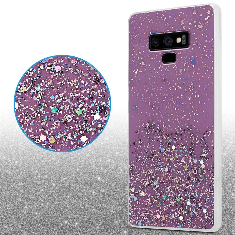 Cadorabo Hülle kompatibel mit Samsung Galaxy NOTE 9 Schutzhülle aus flexiblem TPU Silikon mit funkelnden Glitter