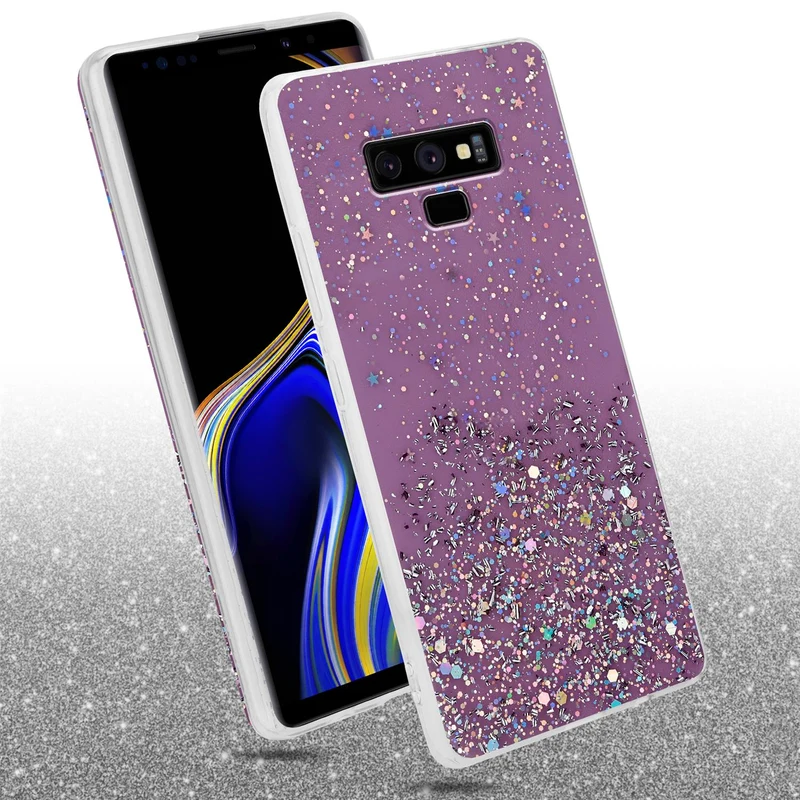 Cadorabo Hülle kompatibel mit Samsung Galaxy NOTE 9 Schutzhülle aus flexiblem TPU Silikon mit funkelnden Glitter