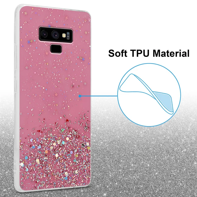 Cadorabo Hülle kompatibel mit Samsung Galaxy NOTE 9 Schutzhülle aus flexiblem TPU Silikon mit funkelnden Glitter