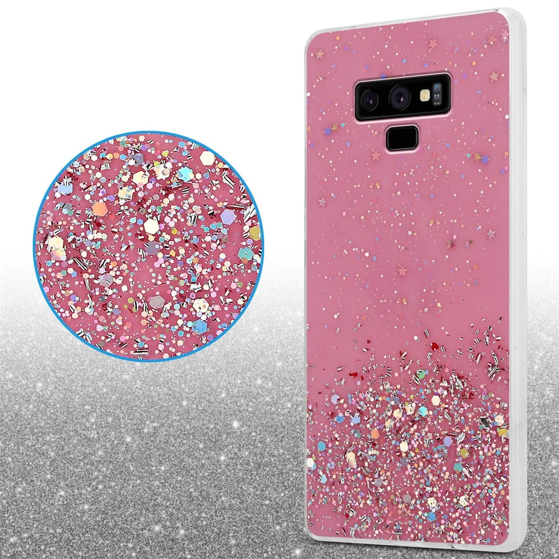 Cadorabo Hülle kompatibel mit Samsung Galaxy NOTE 9 Schutzhülle aus flexiblem TPU Silikon mit funkelnden Glitter