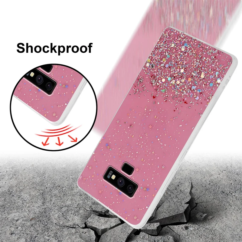 Cadorabo Hülle kompatibel mit Samsung Galaxy NOTE 9 Schutzhülle aus flexiblem TPU Silikon mit funkelnden Glitter