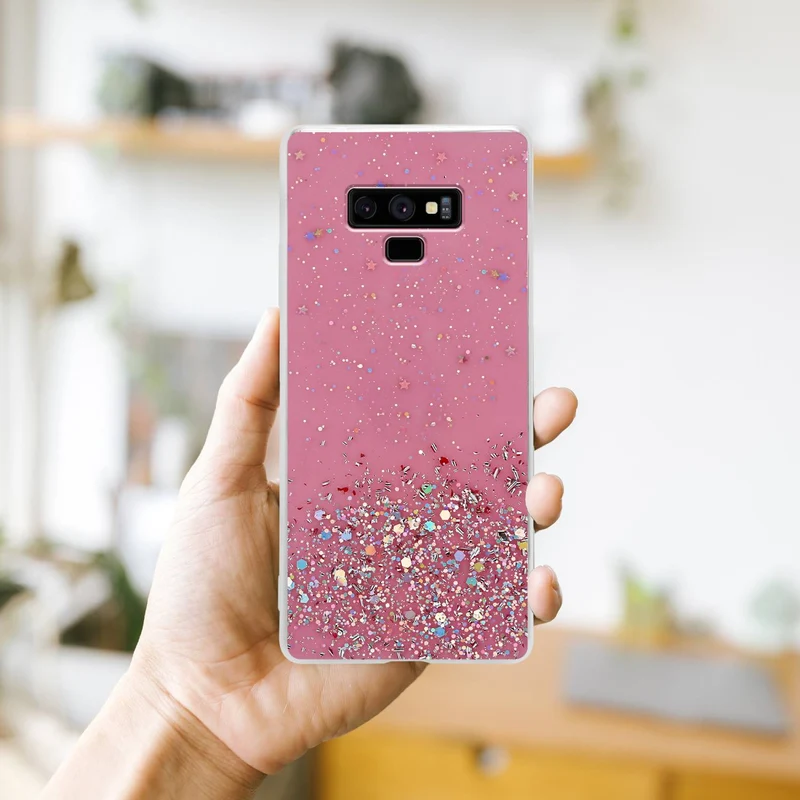 Cadorabo Hülle kompatibel mit Samsung Galaxy NOTE 9 Schutzhülle aus flexiblem TPU Silikon mit funkelnden Glitter