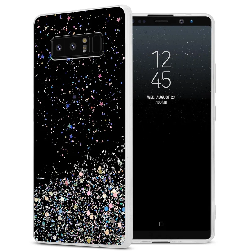 Cadorabo Hülle kompatibel mit Samsung Galaxy NOTE 8 Schutzhülle aus flexiblem TPU Silikon mit funkelnden Glitter