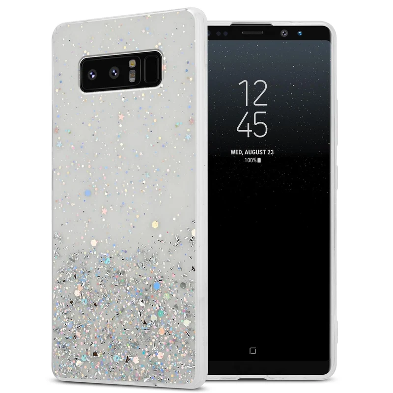 Cadorabo Hülle kompatibel mit Samsung Galaxy NOTE 8 Schutzhülle aus flexiblem TPU Silikon mit funkelnden Glitter