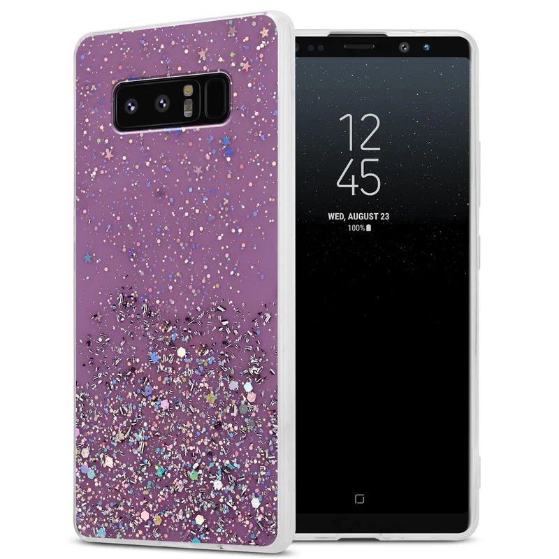 Cadorabo Hülle kompatibel mit Samsung Galaxy NOTE 8 Schutzhülle aus flexiblem TPU Silikon mit funkelnden Glitter