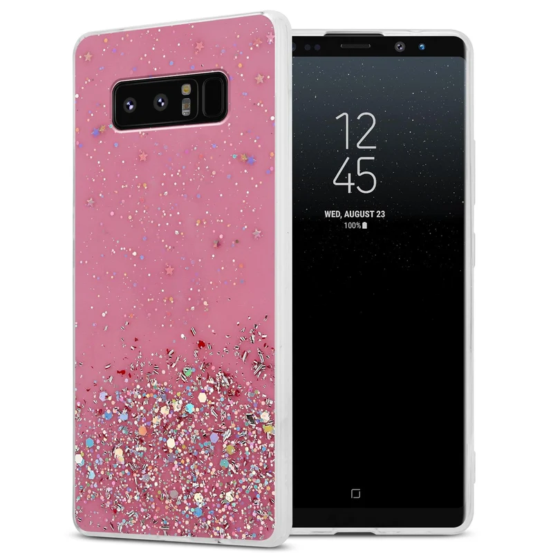 Cadorabo Hülle kompatibel mit Samsung Galaxy NOTE 8 Schutzhülle aus flexiblem TPU Silikon mit funkelnden Glitter