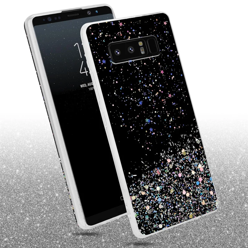 Cadorabo Hülle kompatibel mit Samsung Galaxy NOTE 8 Schutzhülle aus flexiblem TPU Silikon mit funkelnden Glitter