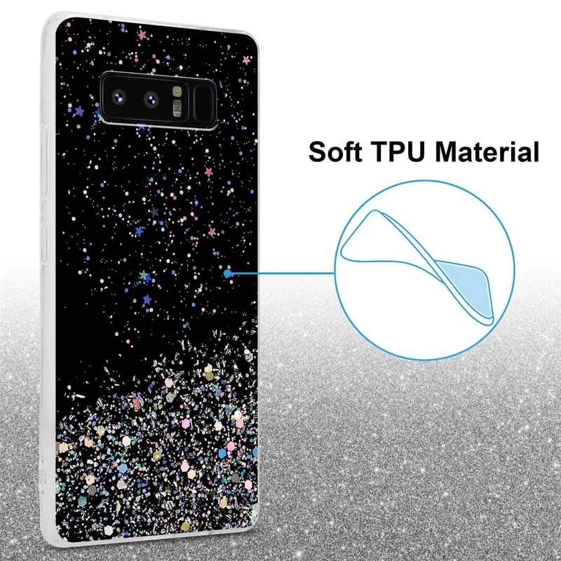 Cadorabo Hülle kompatibel mit Samsung Galaxy NOTE 8 Schutzhülle aus flexiblem TPU Silikon mit funkelnden Glitter