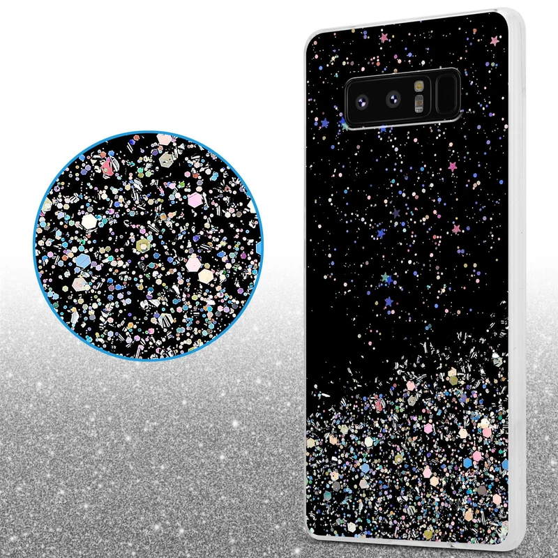 Cadorabo Hülle kompatibel mit Samsung Galaxy NOTE 8 Schutzhülle aus flexiblem TPU Silikon mit funkelnden Glitter
