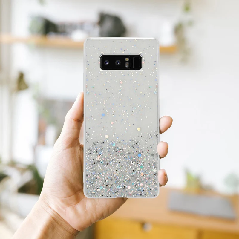 Cadorabo Hülle kompatibel mit Samsung Galaxy NOTE 8 Schutzhülle aus flexiblem TPU Silikon mit funkelnden Glitter