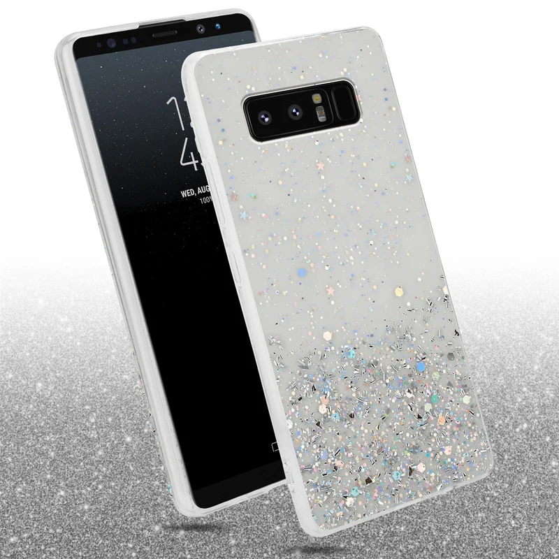 Cadorabo Hülle kompatibel mit Samsung Galaxy NOTE 8 Schutzhülle aus flexiblem TPU Silikon mit funkelnden Glitter