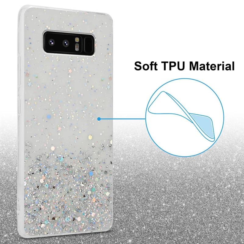 Cadorabo Hülle kompatibel mit Samsung Galaxy NOTE 8 Schutzhülle aus flexiblem TPU Silikon mit funkelnden Glitter