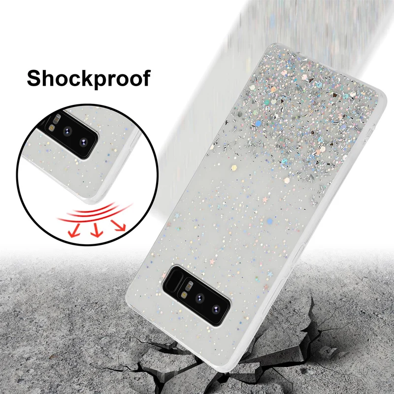 Cadorabo Hülle kompatibel mit Samsung Galaxy NOTE 8 Schutzhülle aus flexiblem TPU Silikon mit funkelnden Glitter