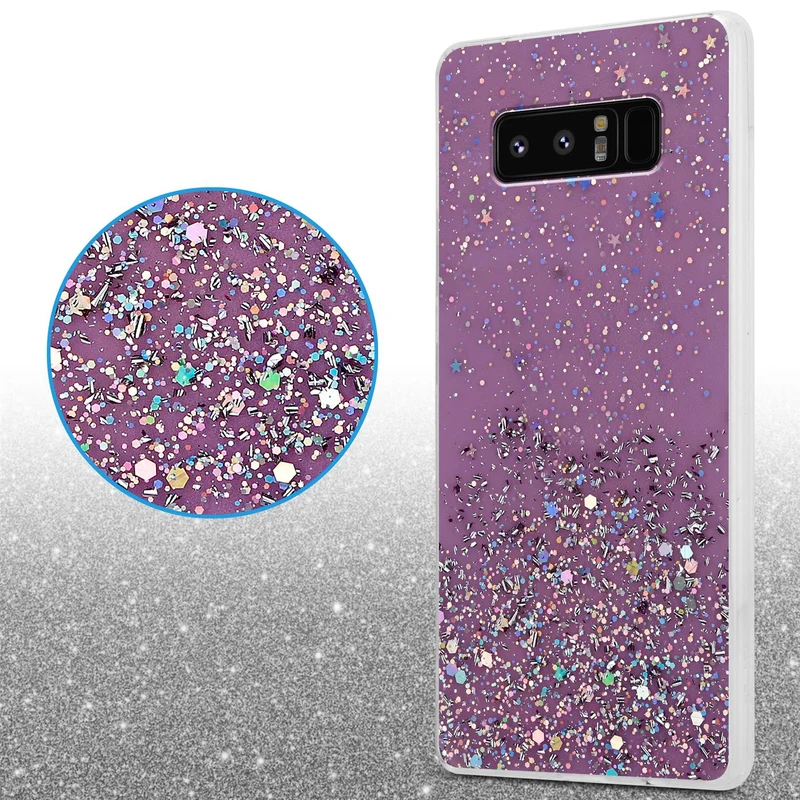 Cadorabo Hülle kompatibel mit Samsung Galaxy NOTE 8 Schutzhülle aus flexiblem TPU Silikon mit funkelnden Glitter
