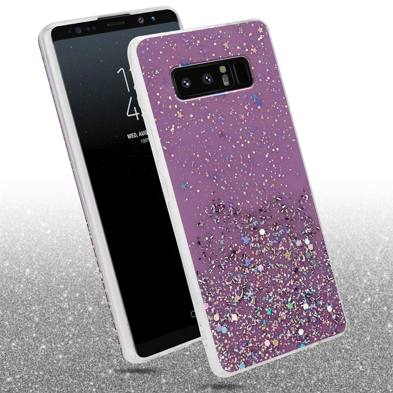 Cadorabo Hülle kompatibel mit Samsung Galaxy NOTE 8 Schutzhülle aus flexiblem TPU Silikon mit funkelnden Glitter