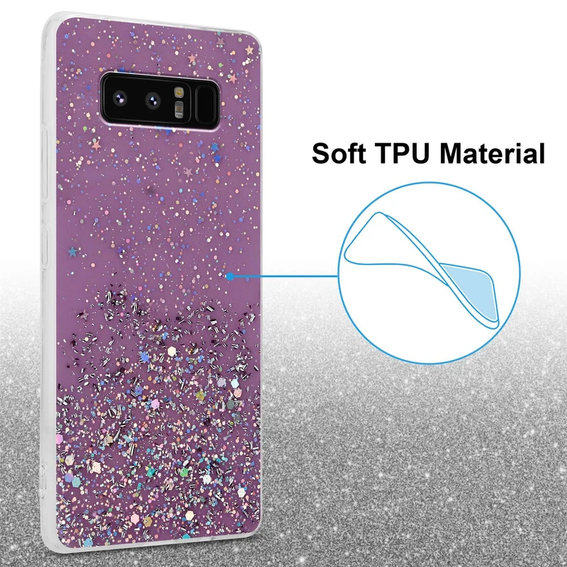 Cadorabo Hülle kompatibel mit Samsung Galaxy NOTE 8 Schutzhülle aus flexiblem TPU Silikon mit funkelnden Glitter