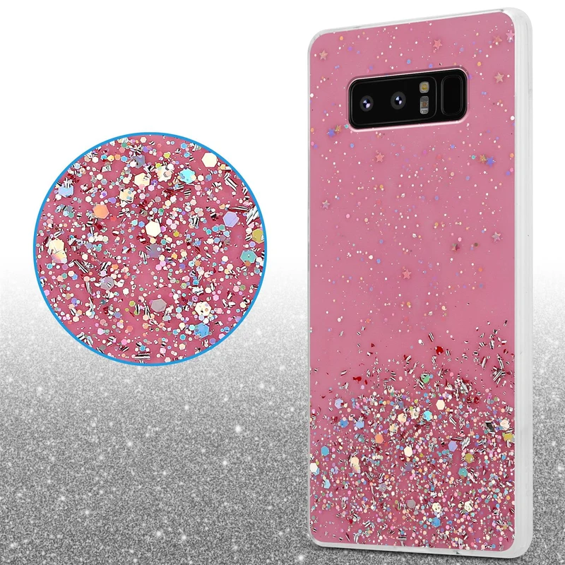 Cadorabo Hülle kompatibel mit Samsung Galaxy NOTE 8 Schutzhülle aus flexiblem TPU Silikon mit funkelnden Glitter