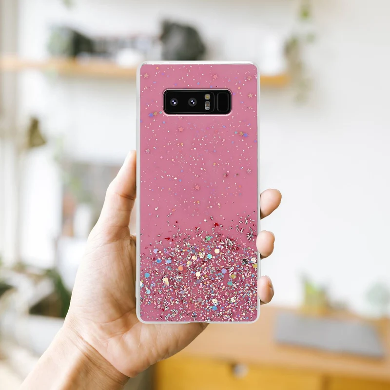Cadorabo Hülle kompatibel mit Samsung Galaxy NOTE 8 Schutzhülle aus flexiblem TPU Silikon mit funkelnden Glitter