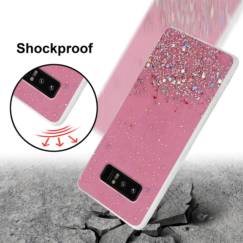 Cadorabo Hülle kompatibel mit Samsung Galaxy NOTE 8 Schutzhülle aus flexiblem TPU Silikon mit funkelnden Glitter