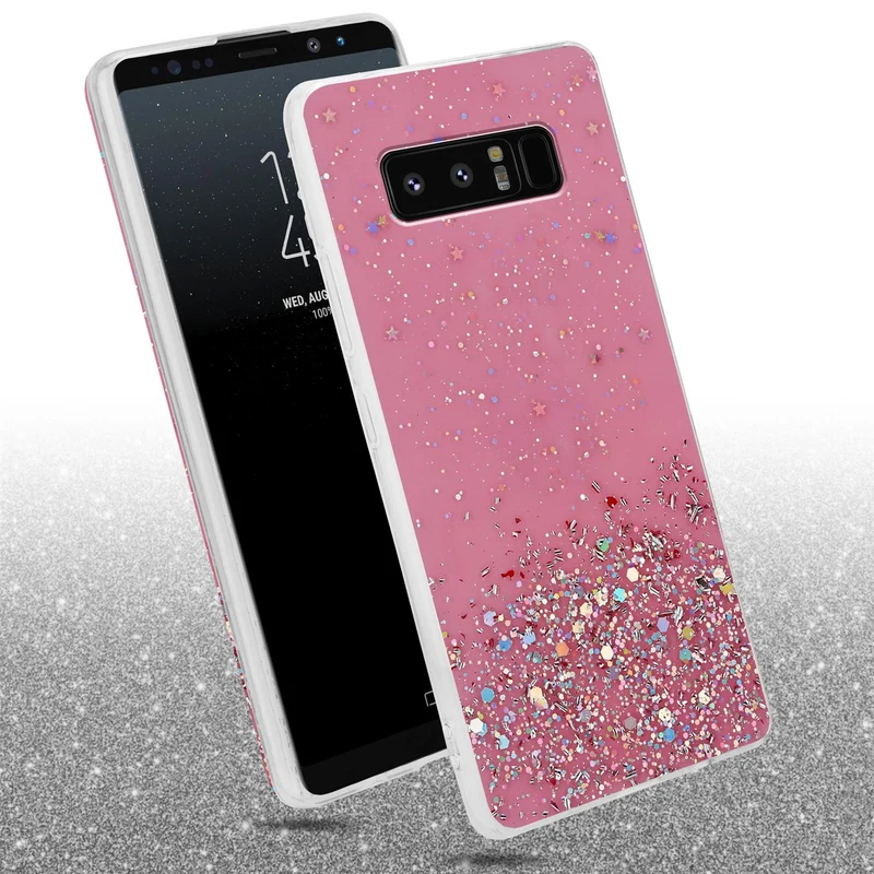 Cadorabo Hülle kompatibel mit Samsung Galaxy NOTE 8 Schutzhülle aus flexiblem TPU Silikon mit funkelnden Glitter