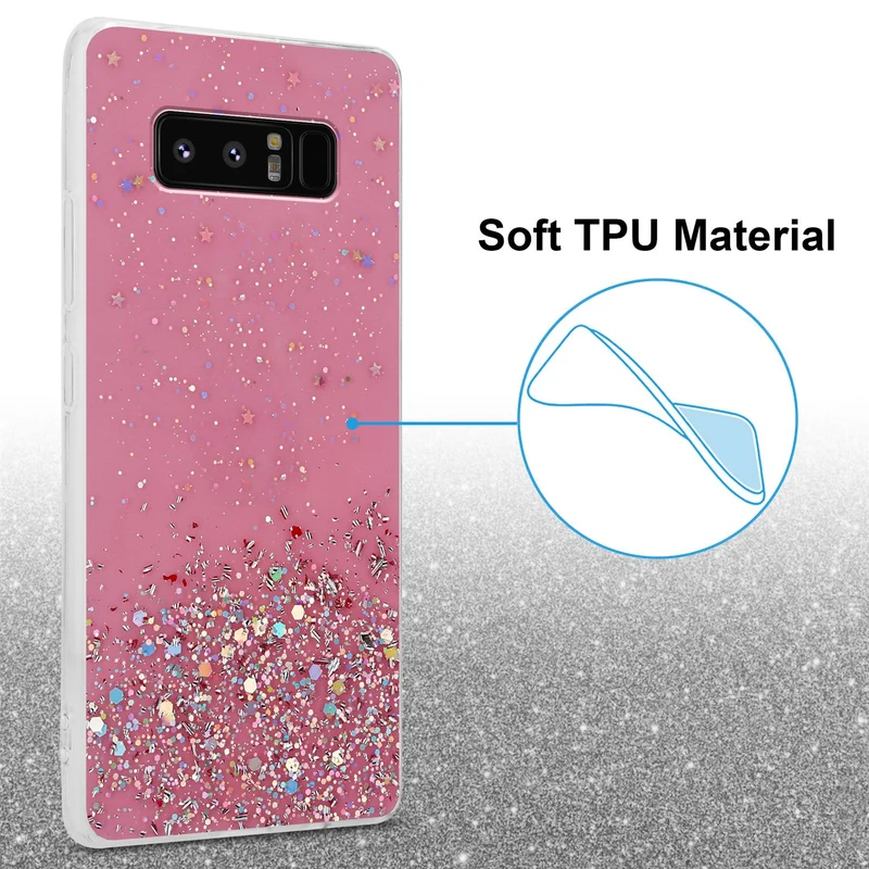 Cadorabo Hülle kompatibel mit Samsung Galaxy NOTE 8 Schutzhülle aus flexiblem TPU Silikon mit funkelnden Glitter