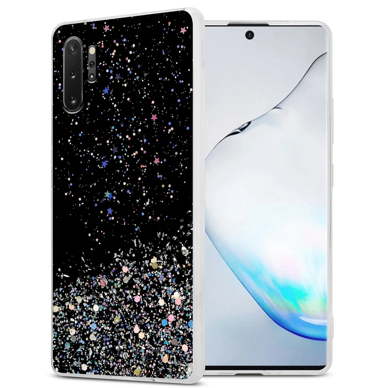 Cadorabo Hülle kompatibel mit Samsung Galaxy NOTE 10 PLUS Schutzhülle aus flexiblem TPU Silikon mit funkelnden Glitter