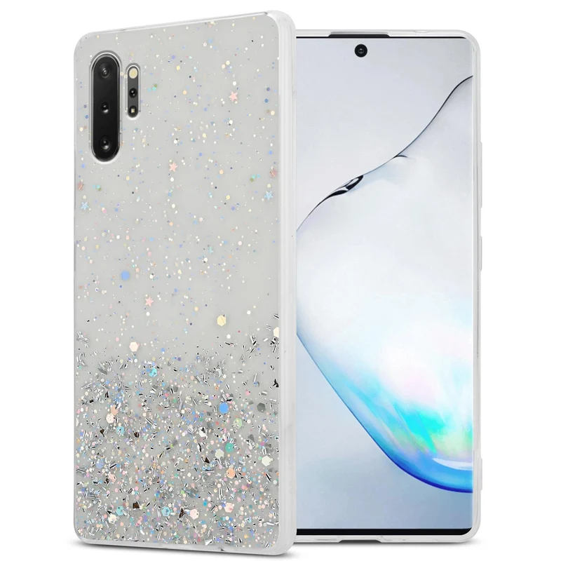 Cadorabo Hülle kompatibel mit Samsung Galaxy NOTE 10 PLUS Schutzhülle aus flexiblem TPU Silikon mit funkelnden Glitter