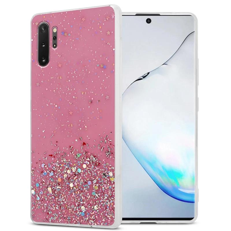 Cadorabo Hülle kompatibel mit Samsung Galaxy NOTE 10 PLUS Schutzhülle aus flexiblem TPU Silikon mit funkelnden Glitter