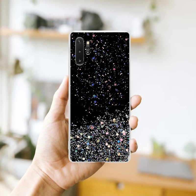 Cadorabo Hülle kompatibel mit Samsung Galaxy NOTE 10 PLUS Schutzhülle aus flexiblem TPU Silikon mit funkelnden Glitter