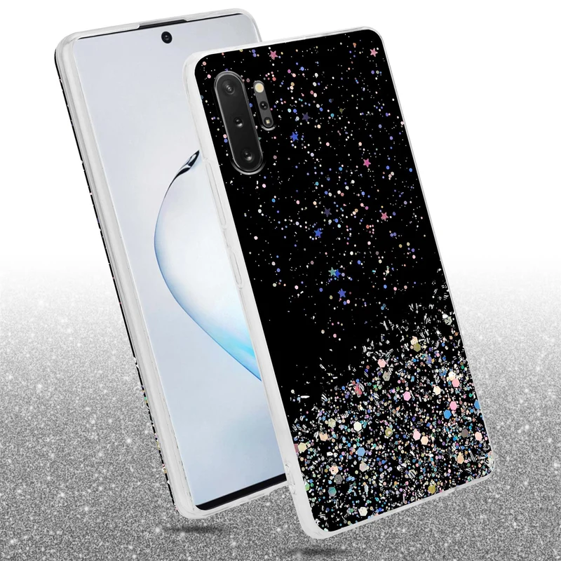 Cadorabo Hülle kompatibel mit Samsung Galaxy NOTE 10 PLUS Schutzhülle aus flexiblem TPU Silikon mit funkelnden Glitter