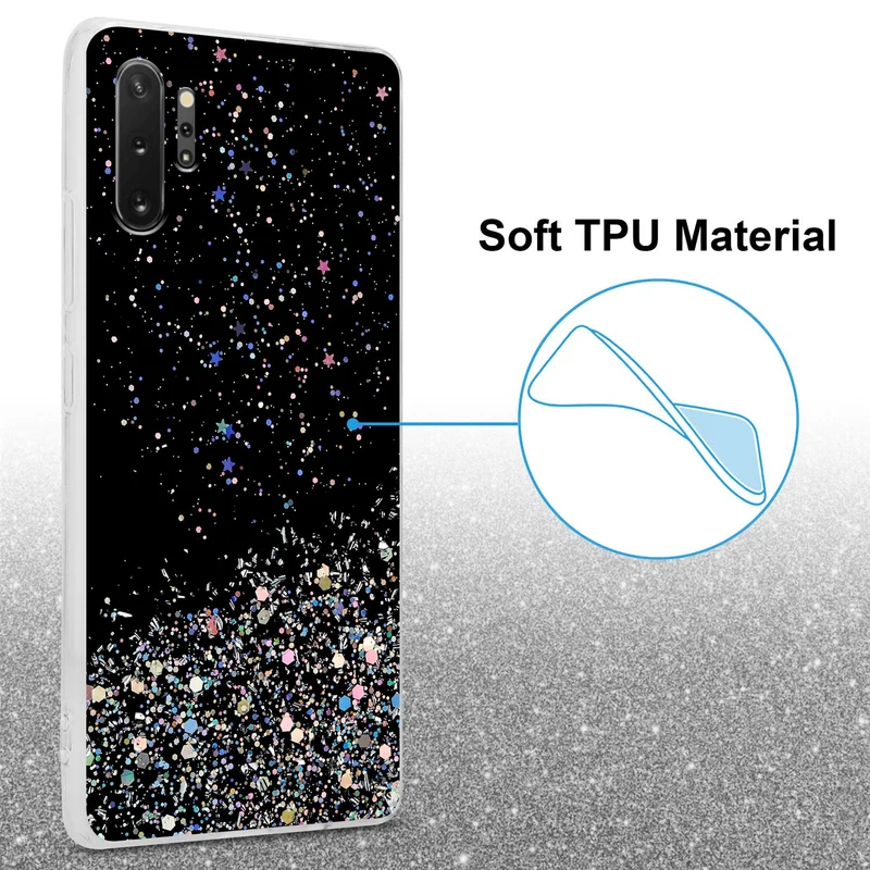 Cadorabo Hülle kompatibel mit Samsung Galaxy NOTE 10 PLUS Schutzhülle aus flexiblem TPU Silikon mit funkelnden Glitter