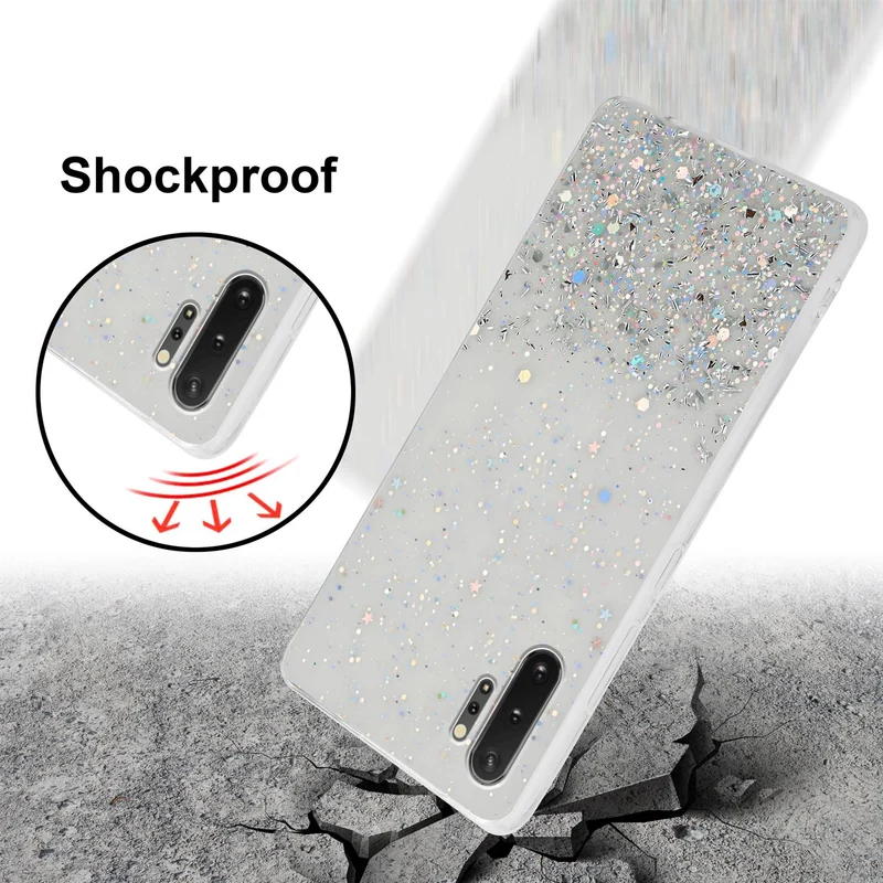 Cadorabo Hülle kompatibel mit Samsung Galaxy NOTE 10 PLUS Schutzhülle aus flexiblem TPU Silikon mit funkelnden Glitter