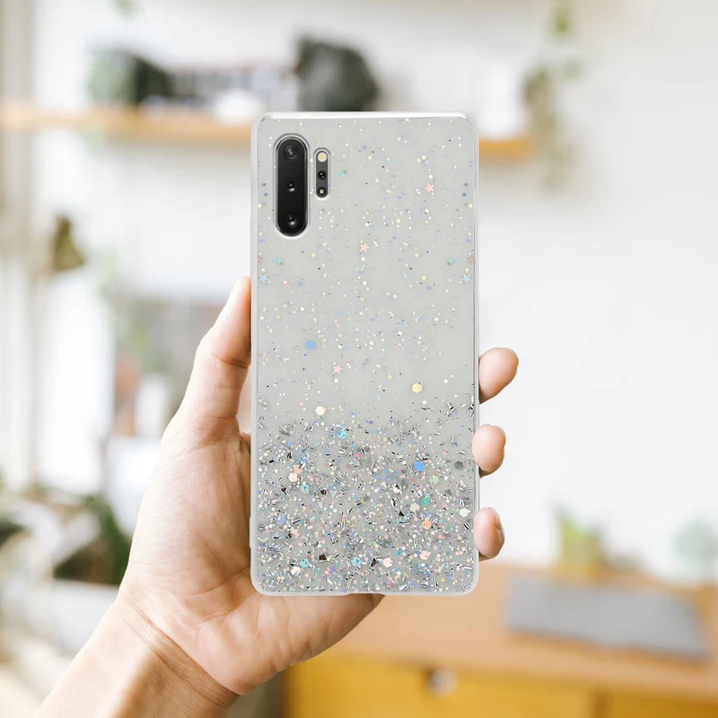 Cadorabo Hülle kompatibel mit Samsung Galaxy NOTE 10 PLUS Schutzhülle aus flexiblem TPU Silikon mit funkelnden Glitter