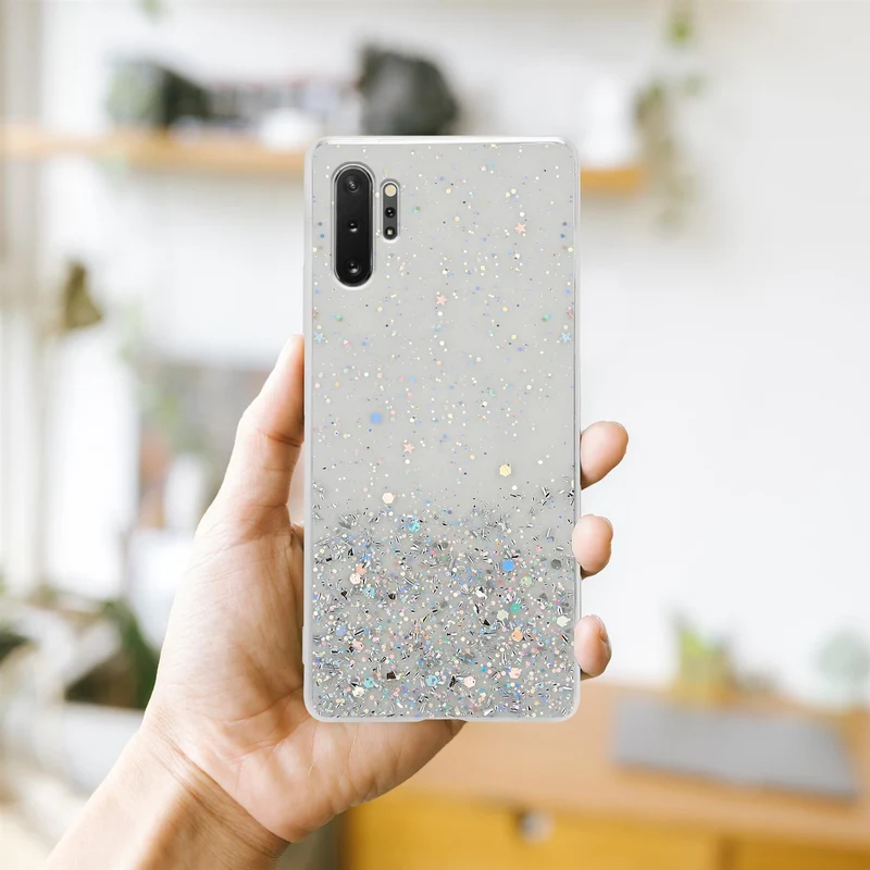 Cadorabo Hülle kompatibel mit Samsung Galaxy NOTE 10 PLUS Schutzhülle aus flexiblem TPU Silikon mit funkelnden Glitter