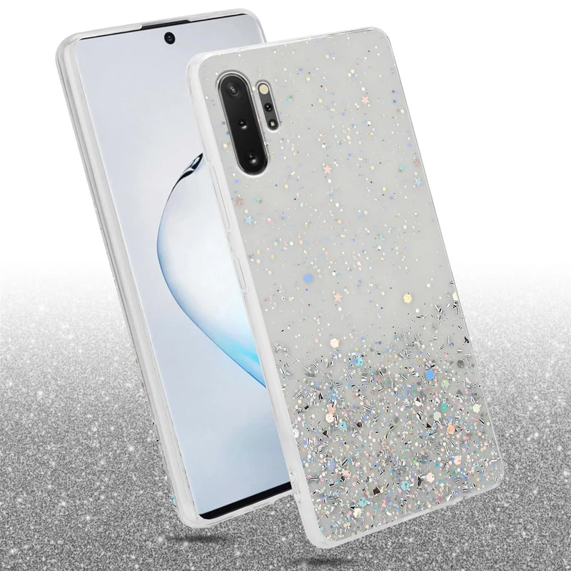 Cadorabo Hülle kompatibel mit Samsung Galaxy NOTE 10 PLUS Schutzhülle aus flexiblem TPU Silikon mit funkelnden Glitter