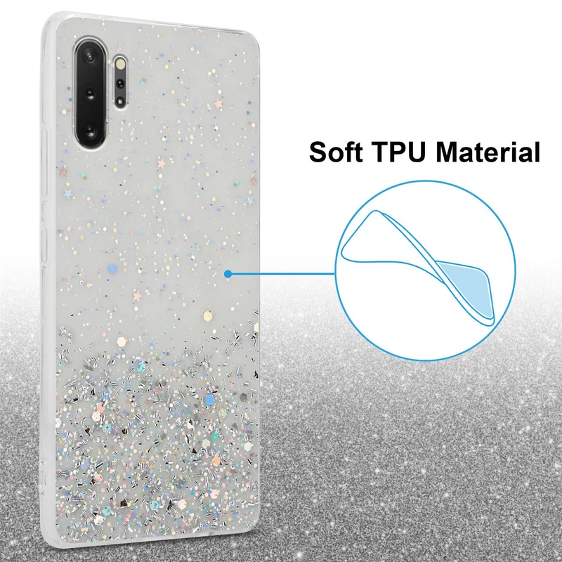 Cadorabo Hülle kompatibel mit Samsung Galaxy NOTE 10 PLUS Schutzhülle aus flexiblem TPU Silikon mit funkelnden Glitter