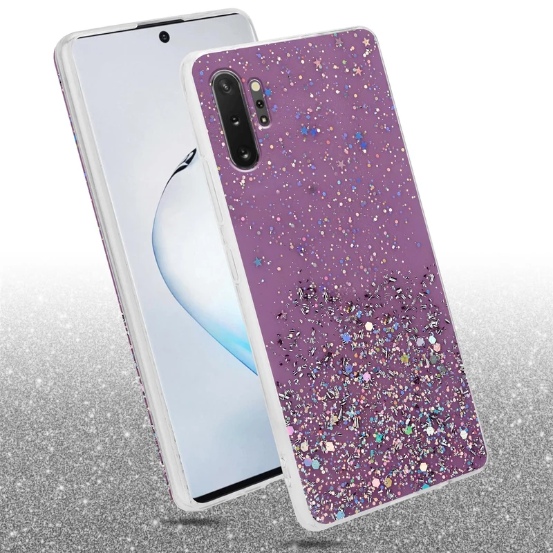 Cadorabo Hülle kompatibel mit Samsung Galaxy NOTE 10 PLUS Schutzhülle aus flexiblem TPU Silikon mit funkelnden Glitter